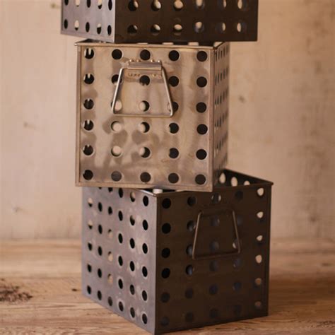 perforated metal storage basket eclectic storage boxes|Perforated Baskets .